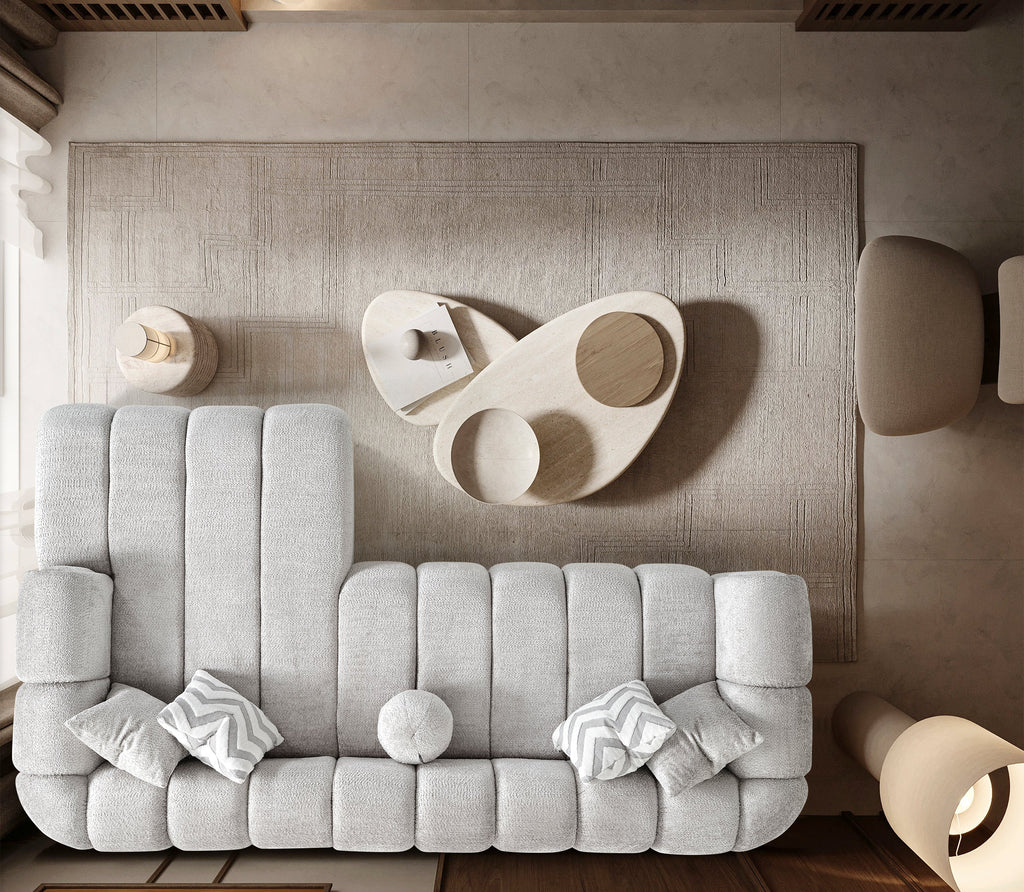 Canapé d'angle de luxe – 290 x 160 cm – Design moderne en tissu bouclé