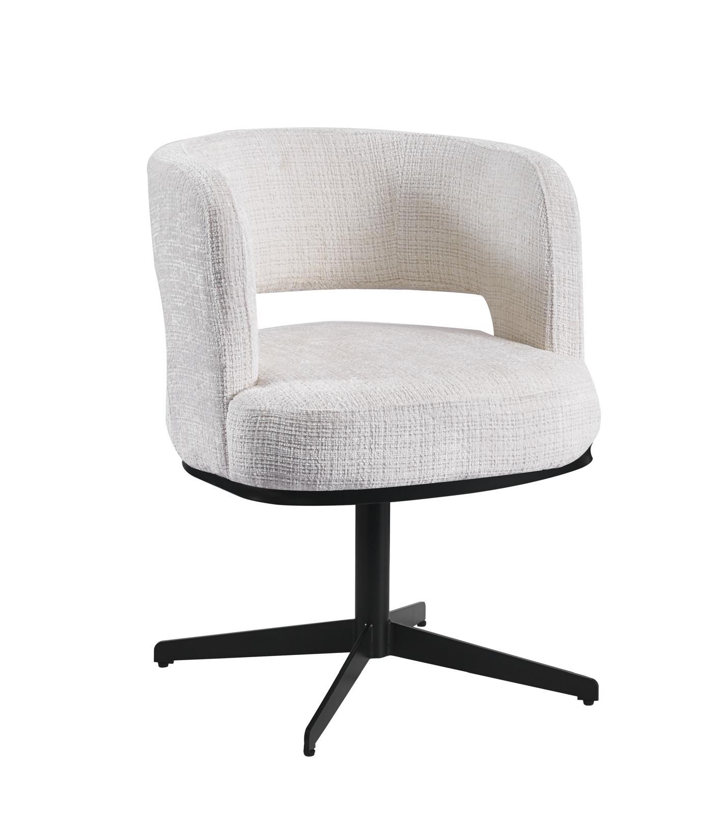 Lira - Fauteuil pivotant en bouclé avec pieds noirs