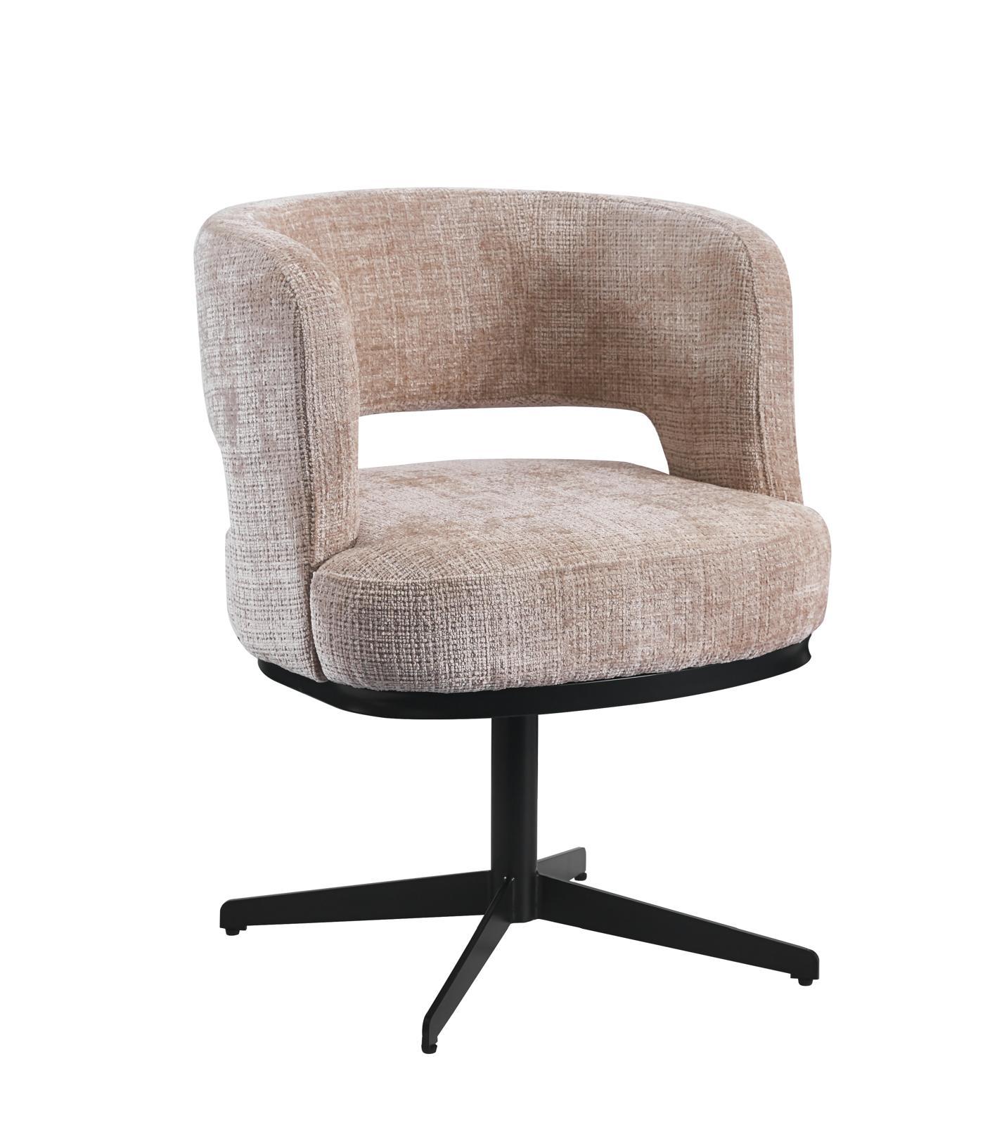 Lira - Fauteuil pivotant en bouclé avec pieds noirs