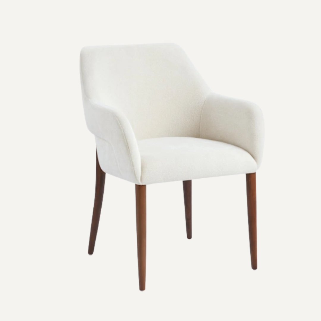Elia | Chaise de salle à manger élégante avec accoudoirs et pieds en bois