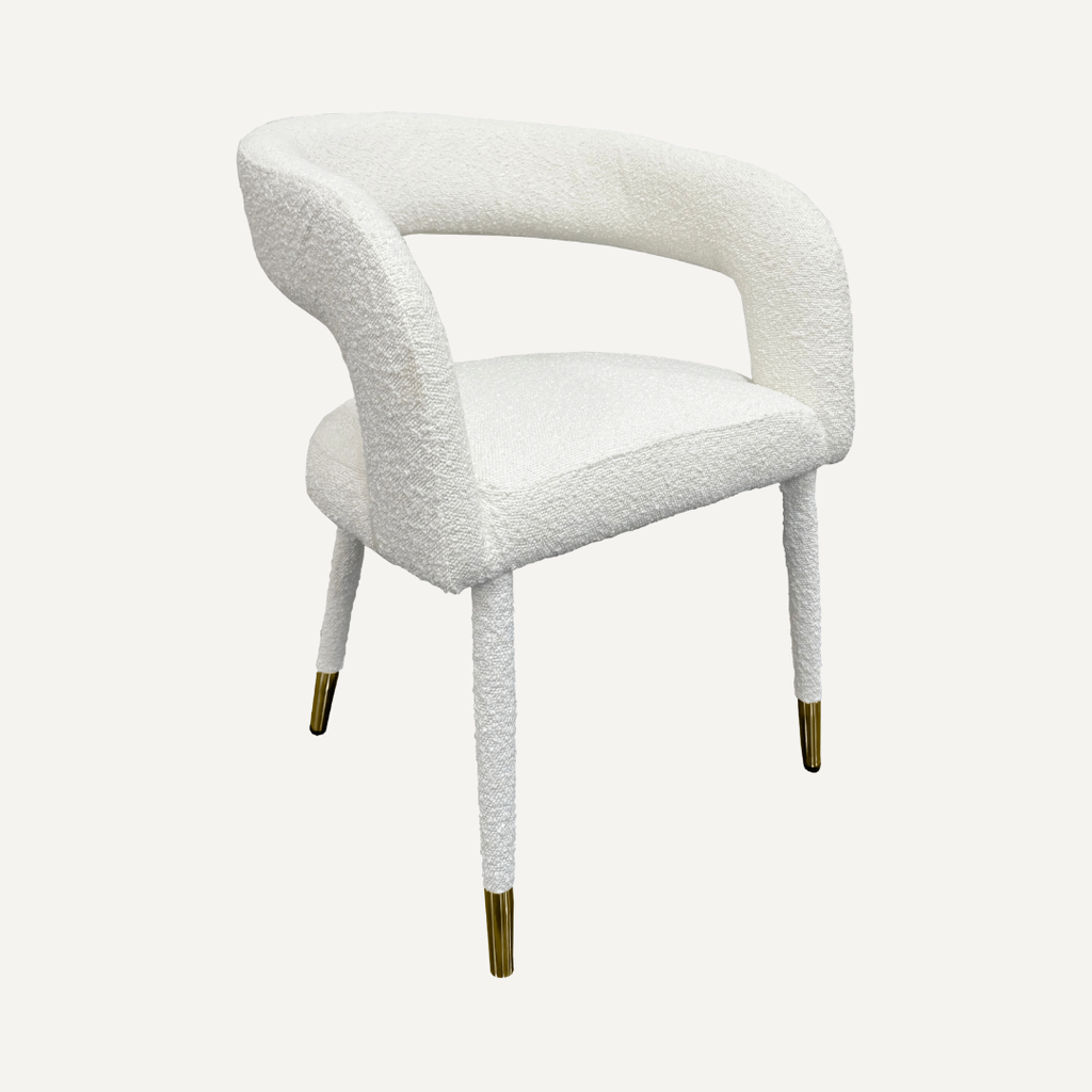 Lunetta | Chaise de salle à manger bouclée avec détails dorés