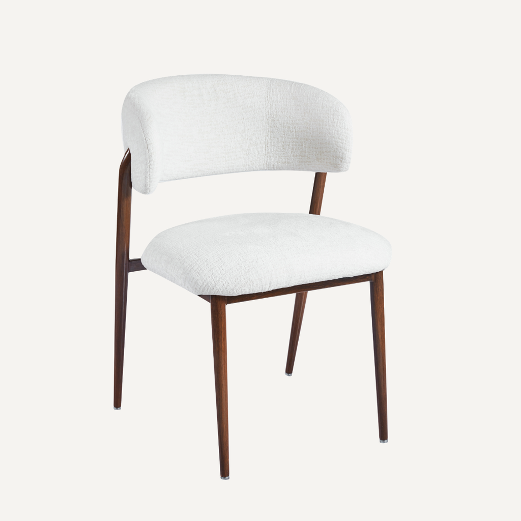 Liorra | Chaise de salle à manger minimaliste avec dossier incurvé et pieds en bois