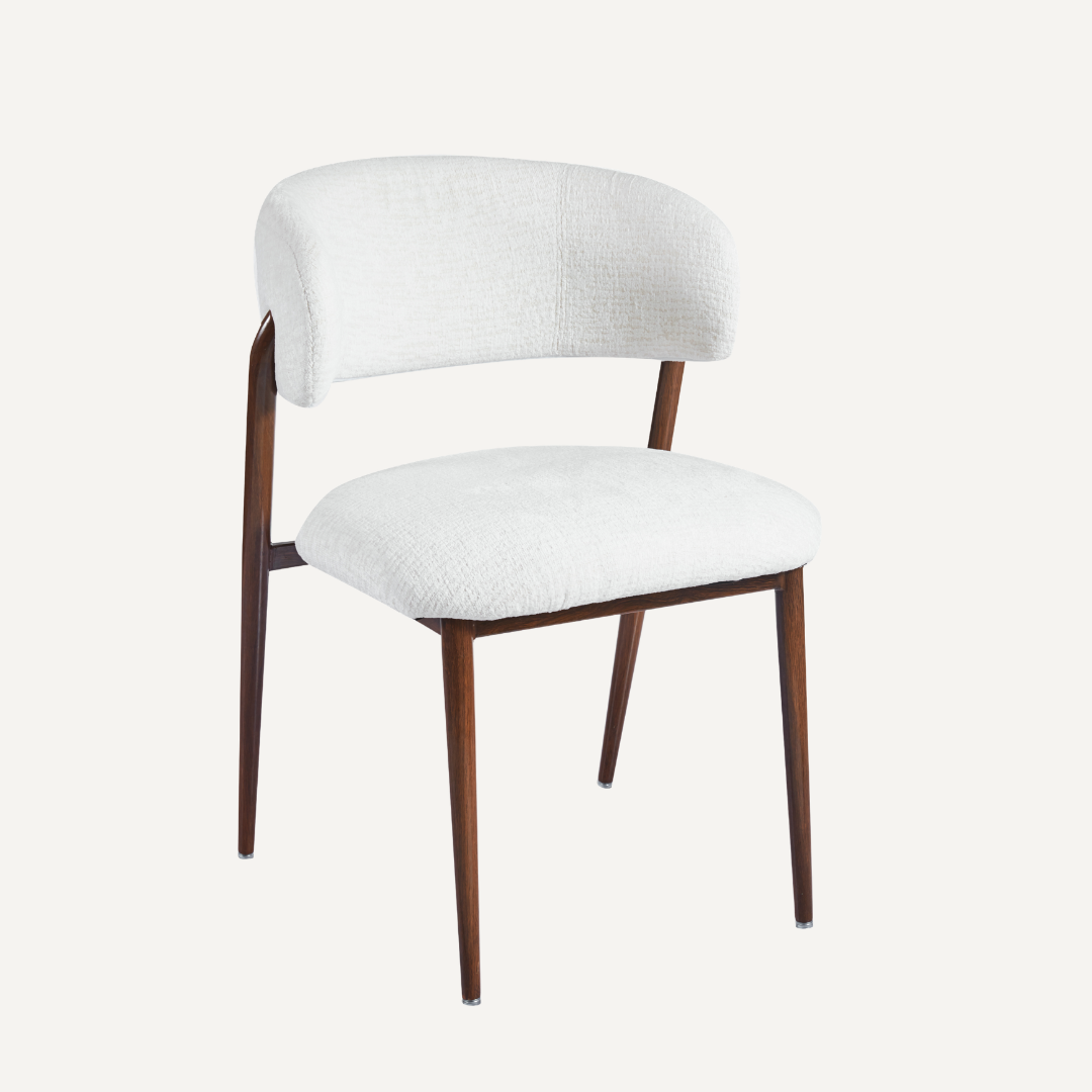 Liorra | Chaise de salle à manger minimaliste avec dossier incurvé et pieds en bois