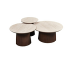 Aqua CT Brown – Ensemble de 3 Tables Basses – Plateau Céramique Beige
