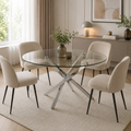 Table de salle à manger OLIVIA DT-035 120, verre transparent – argenté