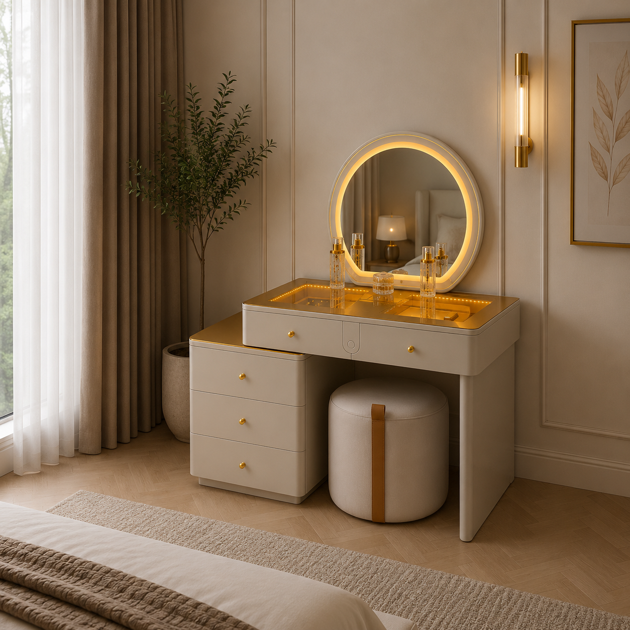 Coiffeuse de Luxe avec Miroir LED
