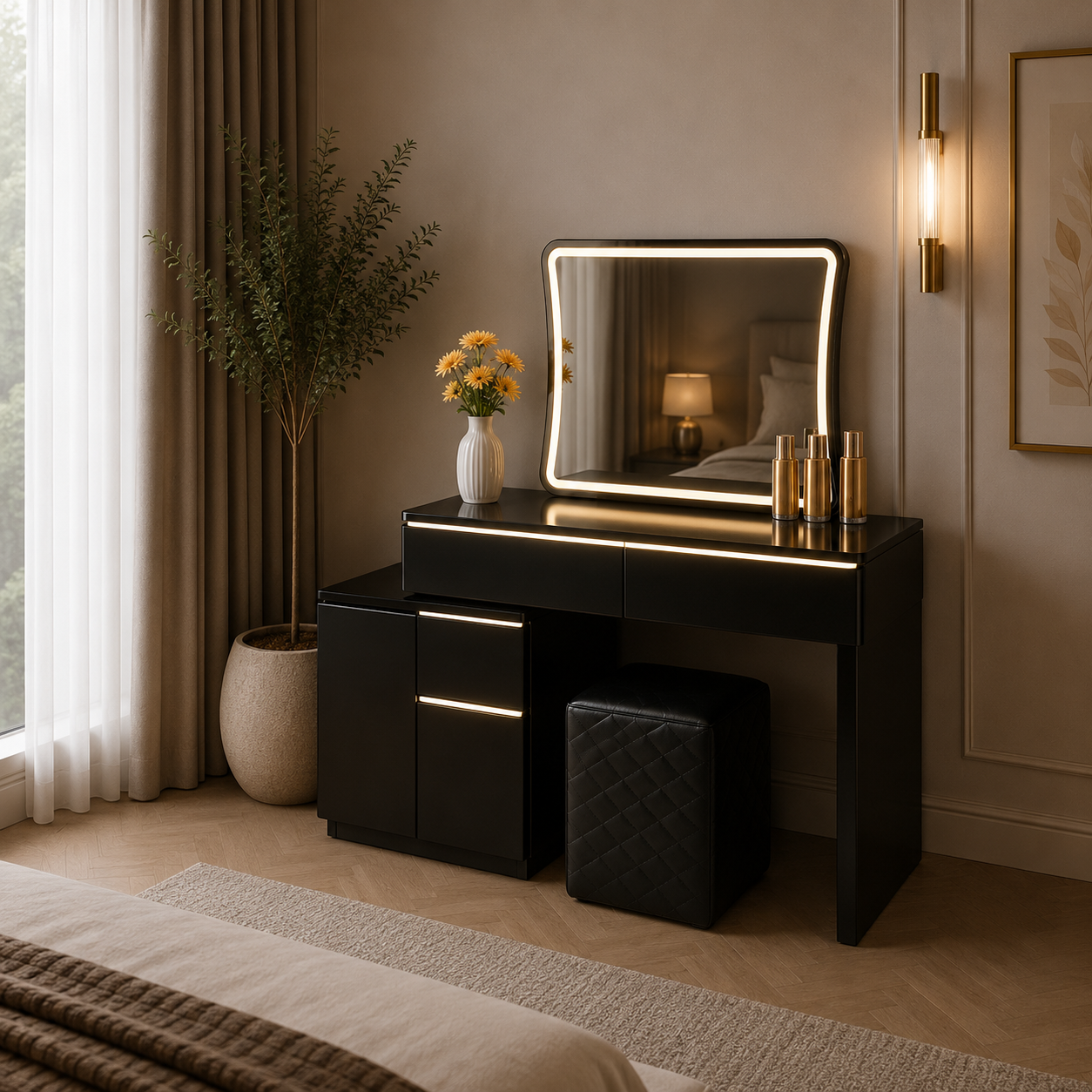 Coiffeuse de Luxe avec Miroir LED