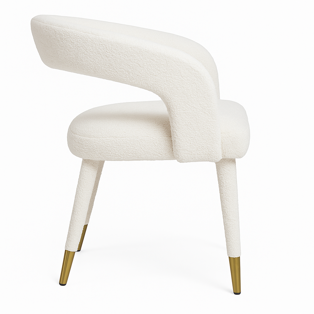Lunetta | Chaise de salle à manger bouclée avec détails dorés