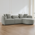 Lioris | Canapé d'angle moderne en tissu doux aux formes arrondies