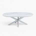 Cavallo – Table basse en céramique aspect marbre avec piètement en acier inoxydable
