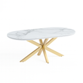 Cavallo – Table basse en céramique aspect marbre avec piètement en acier inoxydable