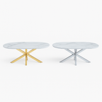 Cavallo – Table basse en céramique aspect marbre avec piètement en acier inoxydable
