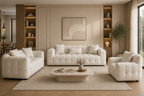 Ensemble de canapés de luxe 3 pièces de couleur crème – Confort élégant pour toute la famille