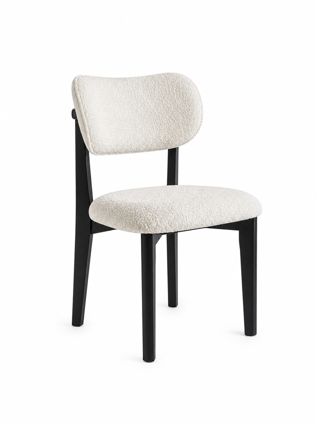 Chaise Design Rétro – Tissu Bouclé Piétement en Bois