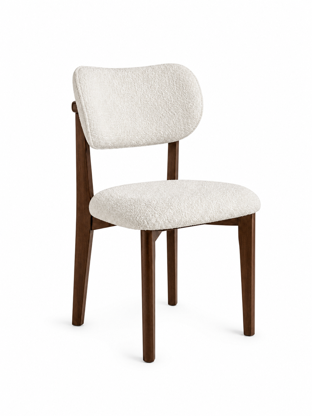 Chaise Design Rétro – Tissu Bouclé Piétement en Bois