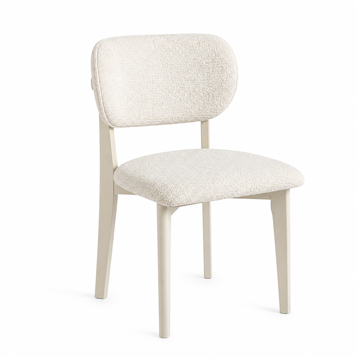 Chaise Design Rétro – Tissu Bouclé Piétement en Bois