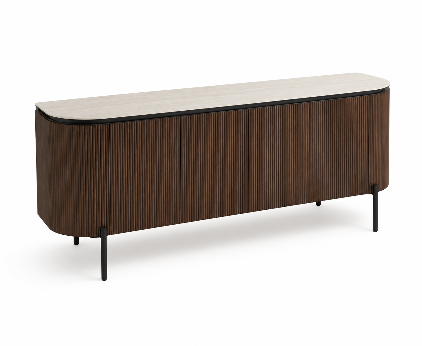 Dressoir Aqua BF Marron – 190x50x80 cm – Plateau en Céramique Beige