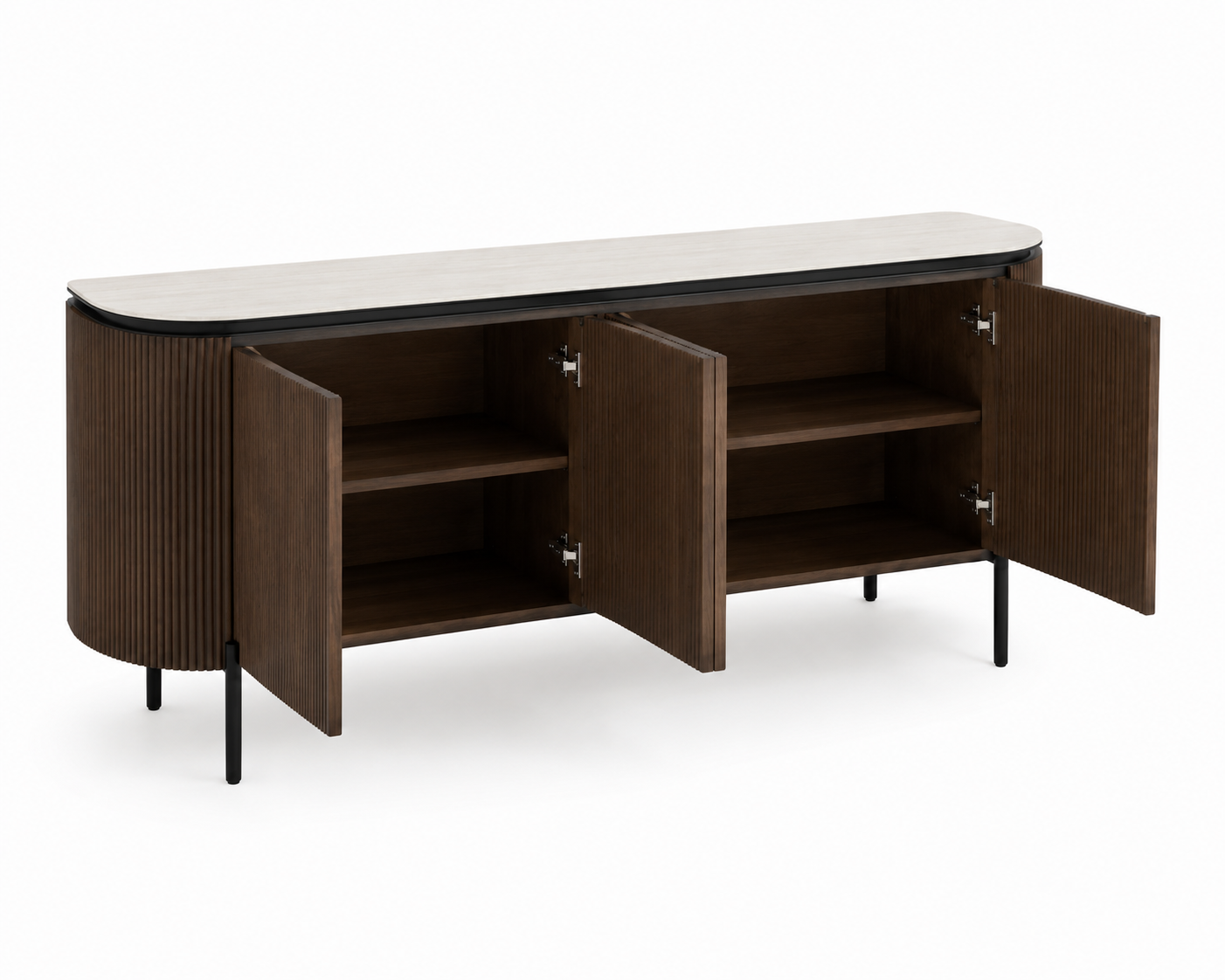 Dressoir Aqua BF Marron – 190x50x80 cm – Plateau en Céramique Beige