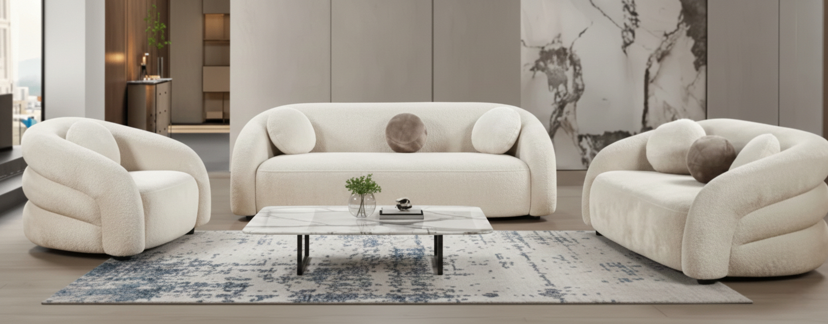 Viesta – Luxe Lounge Set in Crèmekleurige Bouclé