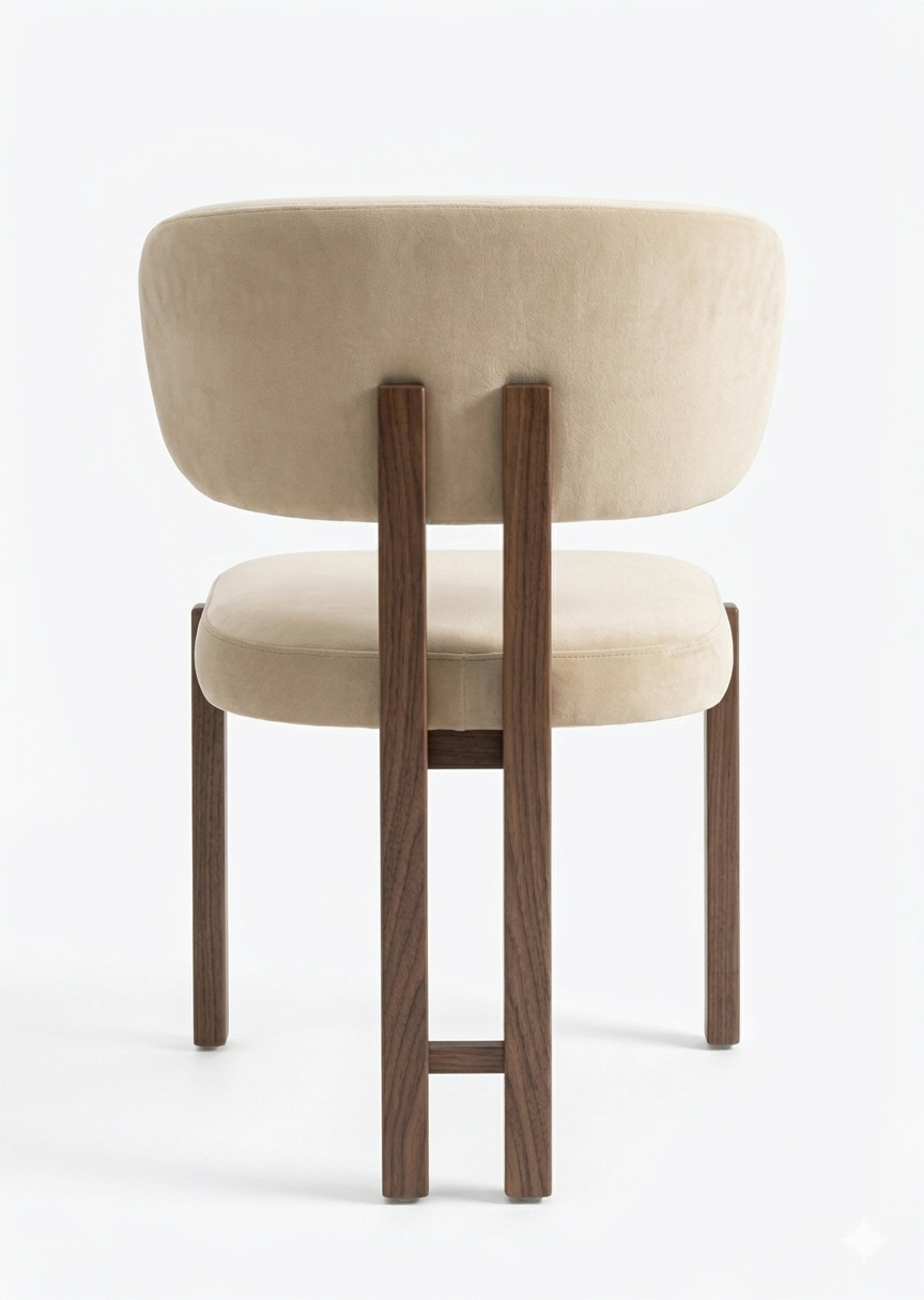 Niva - Chaise de salle à manger en velours avec piètement en bois massif