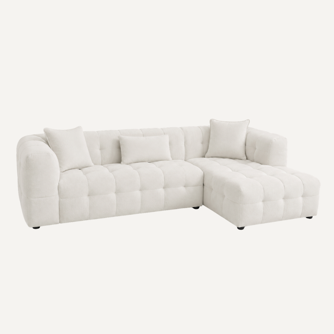 Mira | Canapé d'angle en L en Tissu Crème