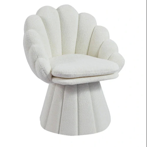Amalfi – Fauteuil lounge bouclé au design coquille d'œuf blanc cassé