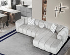 Canapé d'angle de luxe – 290 x 160 cm – Design moderne en tissu bouclé