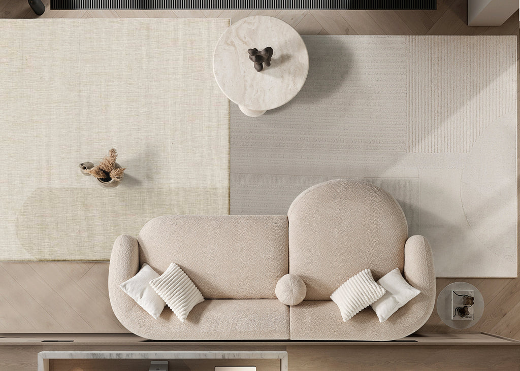 Oslo Sofa Rond – 290 x 76 x 140 cm – Beige Bouclé met Organische Vorm