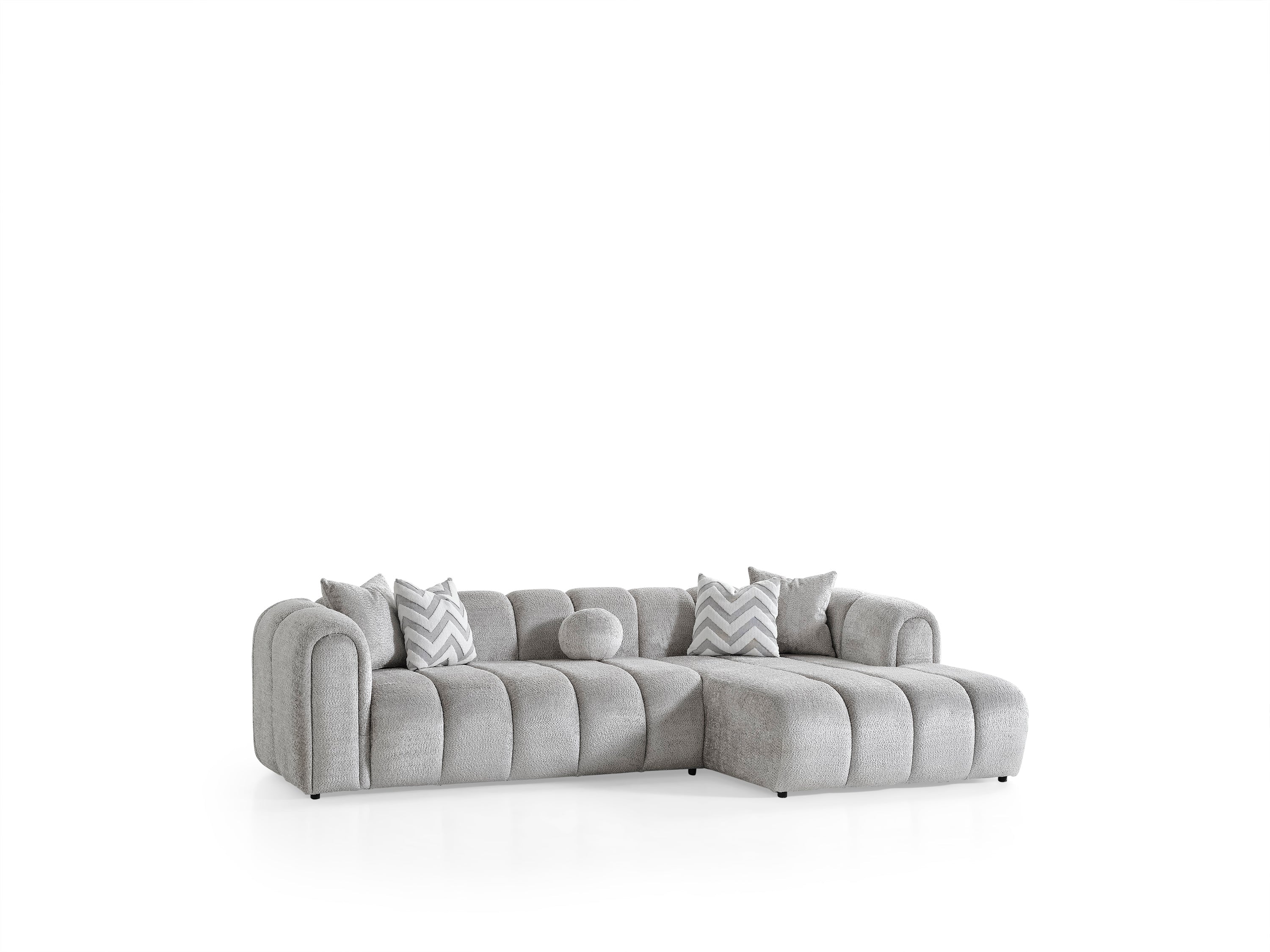 Canapé d'angle de luxe – 290 x 160 cm – Design moderne en tissu bouclé