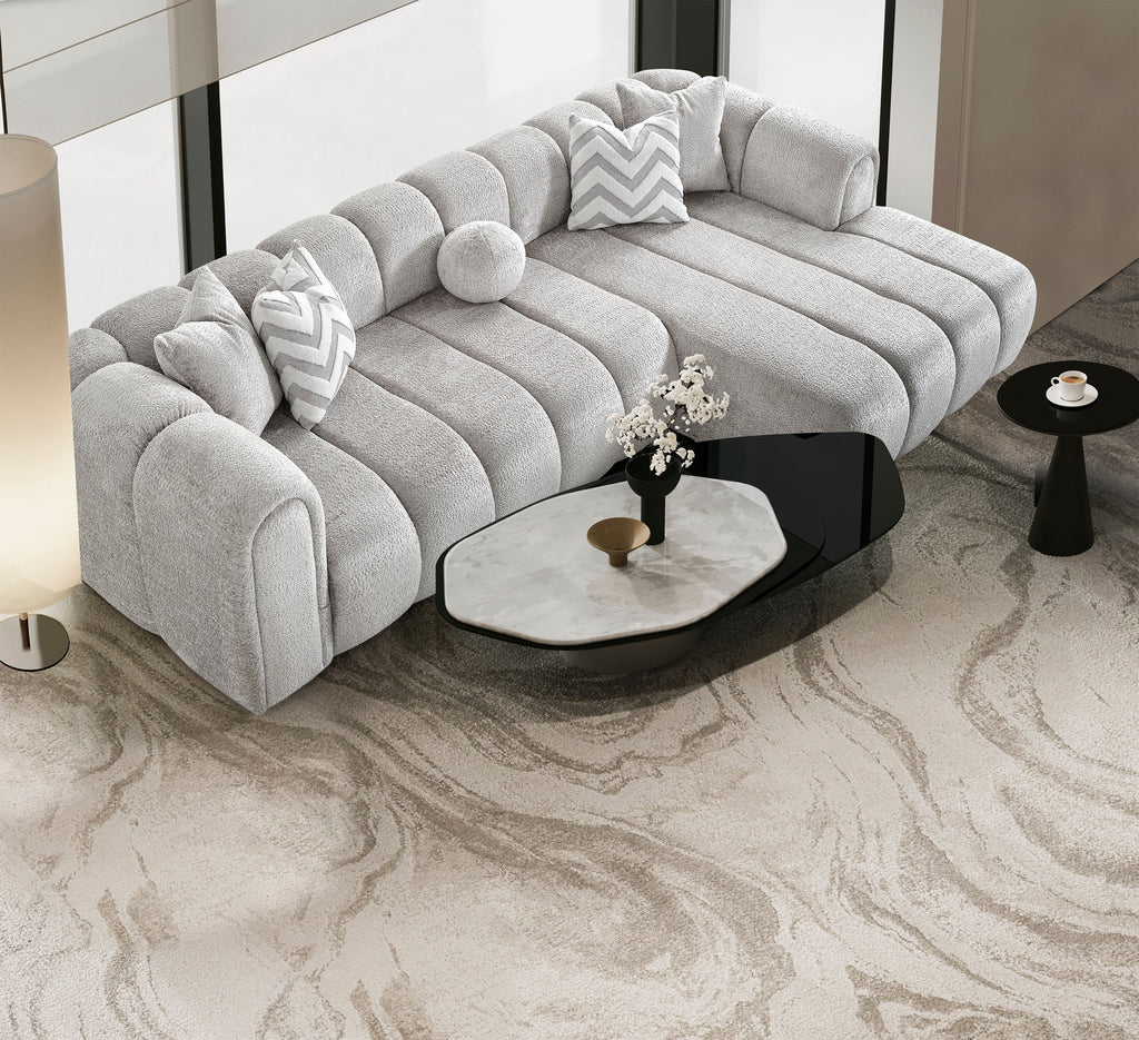 Canapé d'angle de luxe – 290 x 160 cm – Design moderne en tissu bouclé