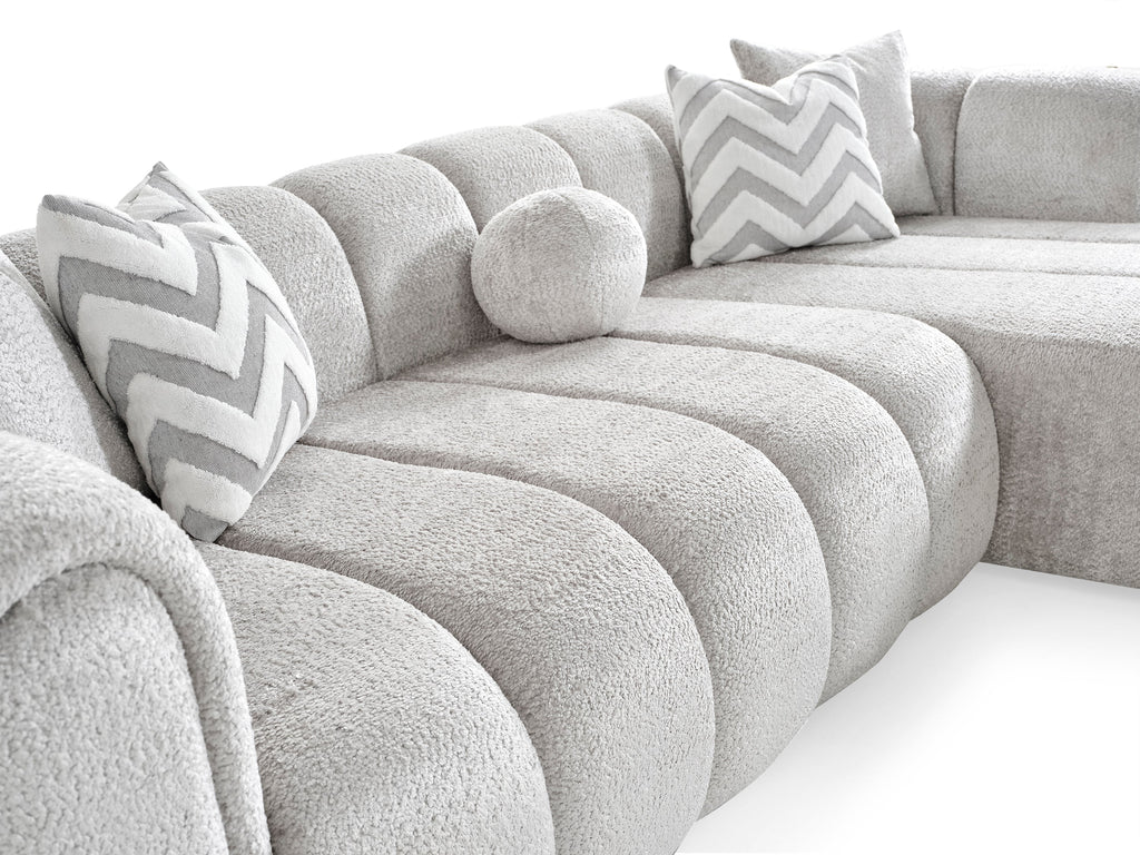 Canapé d'angle de luxe – 290 x 160 cm – Design moderne en tissu bouclé