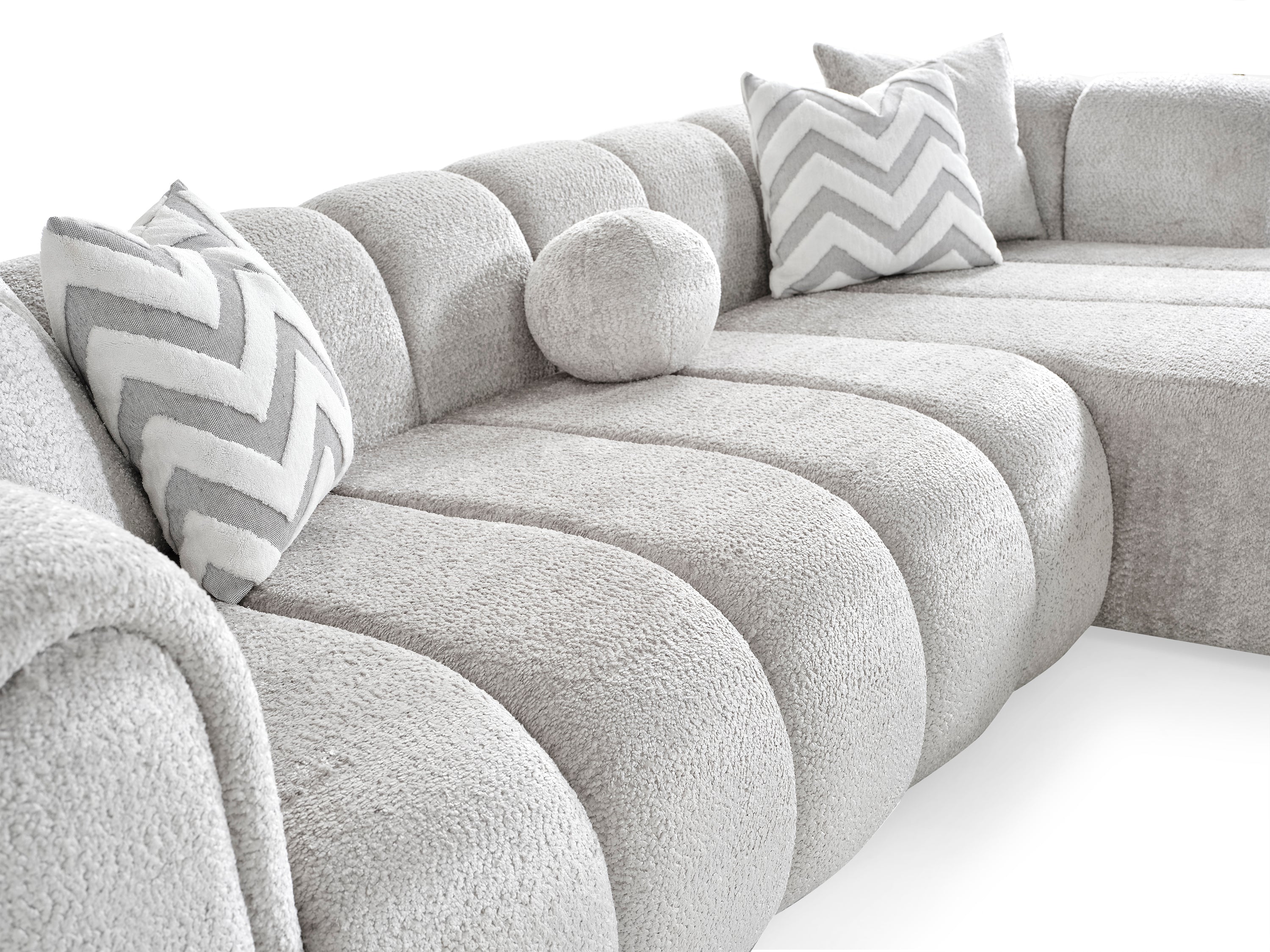 Canapé d'angle de luxe – 290 x 160 cm – Design moderne en tissu bouclé