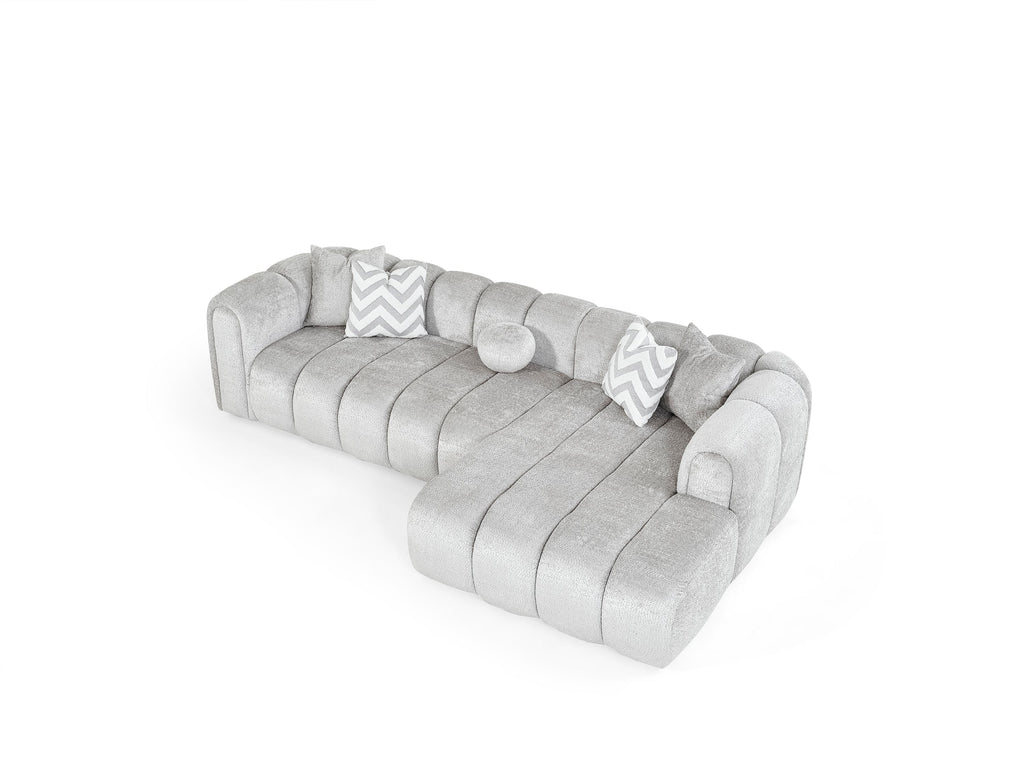 Canapé d'angle de luxe – 290 x 160 cm – Design moderne en tissu bouclé