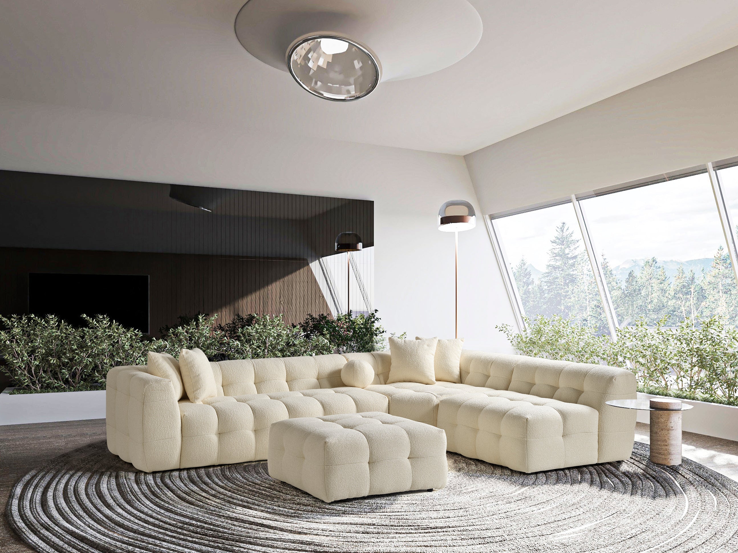 Canapé d'angle Amsterdam – 290 x 275 cm – Bouclé Luxe Crème