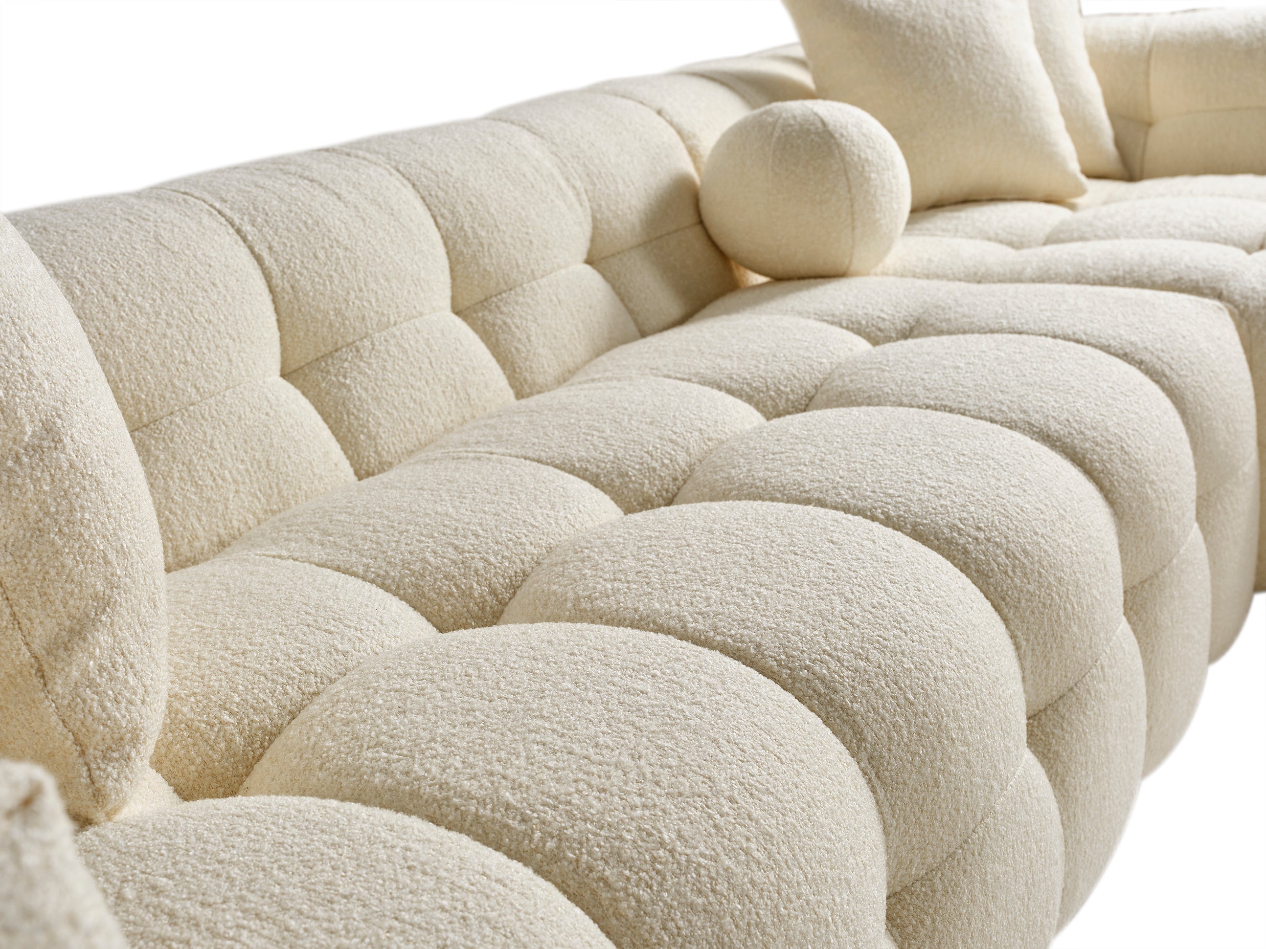 Canapé d'angle Amsterdam – 290 x 275 cm – Bouclé Luxe Crème
