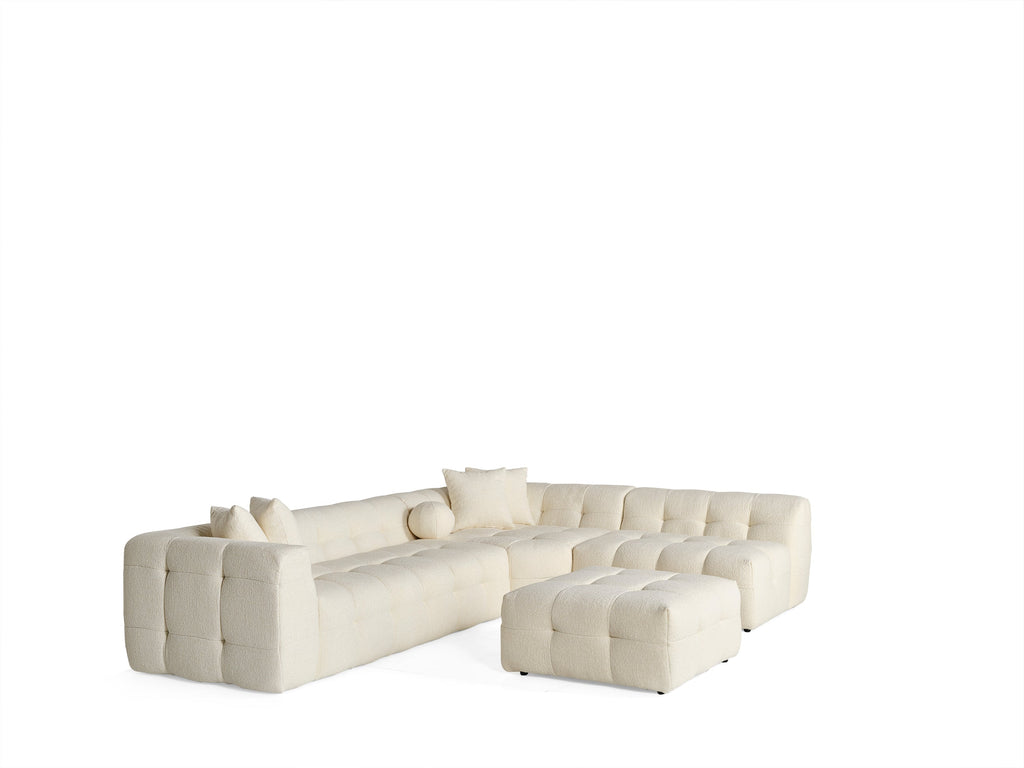 Canapé d'angle Amsterdam – 290 x 275 cm – Bouclé Luxe Crème