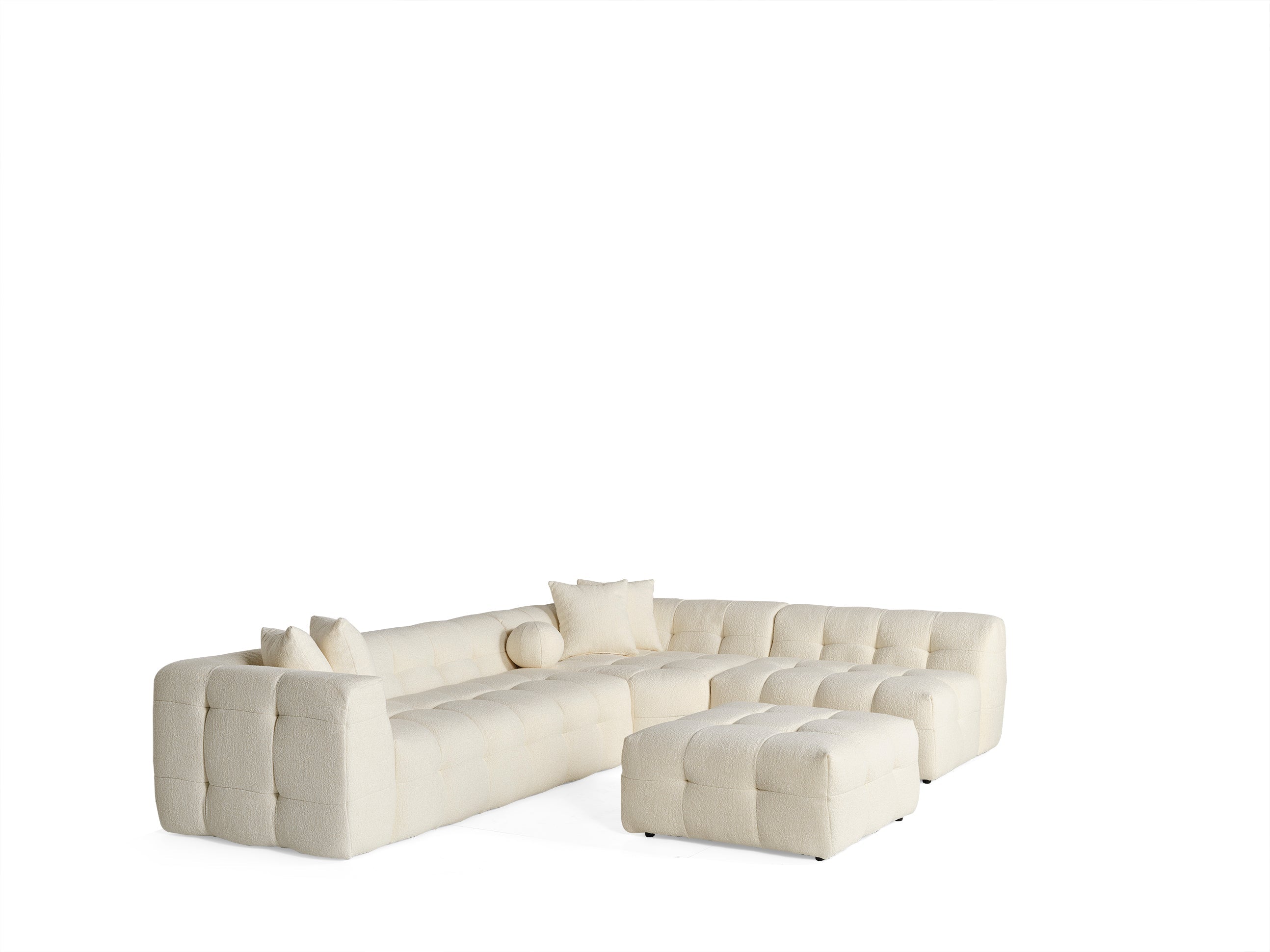 Canapé d'angle Amsterdam – 290 x 275 cm – Bouclé Luxe Crème