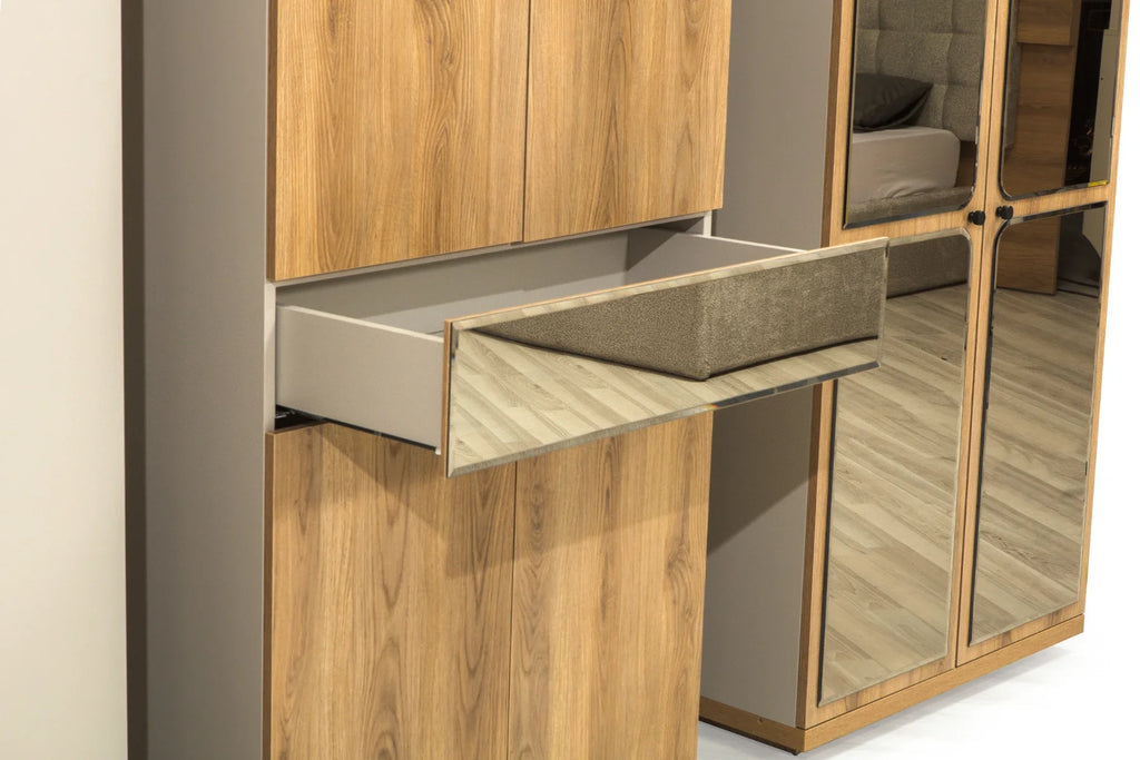 Armoire Belen 6 portes avec miroir et tiroirs