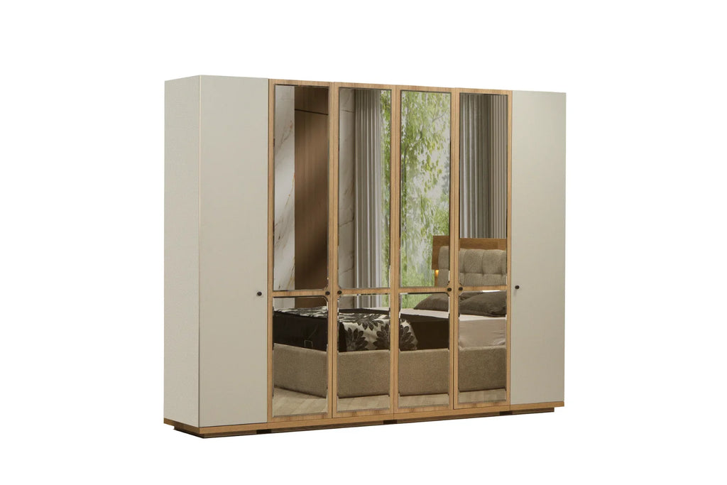 Armoire Belen 6 portes avec miroir et tiroirs