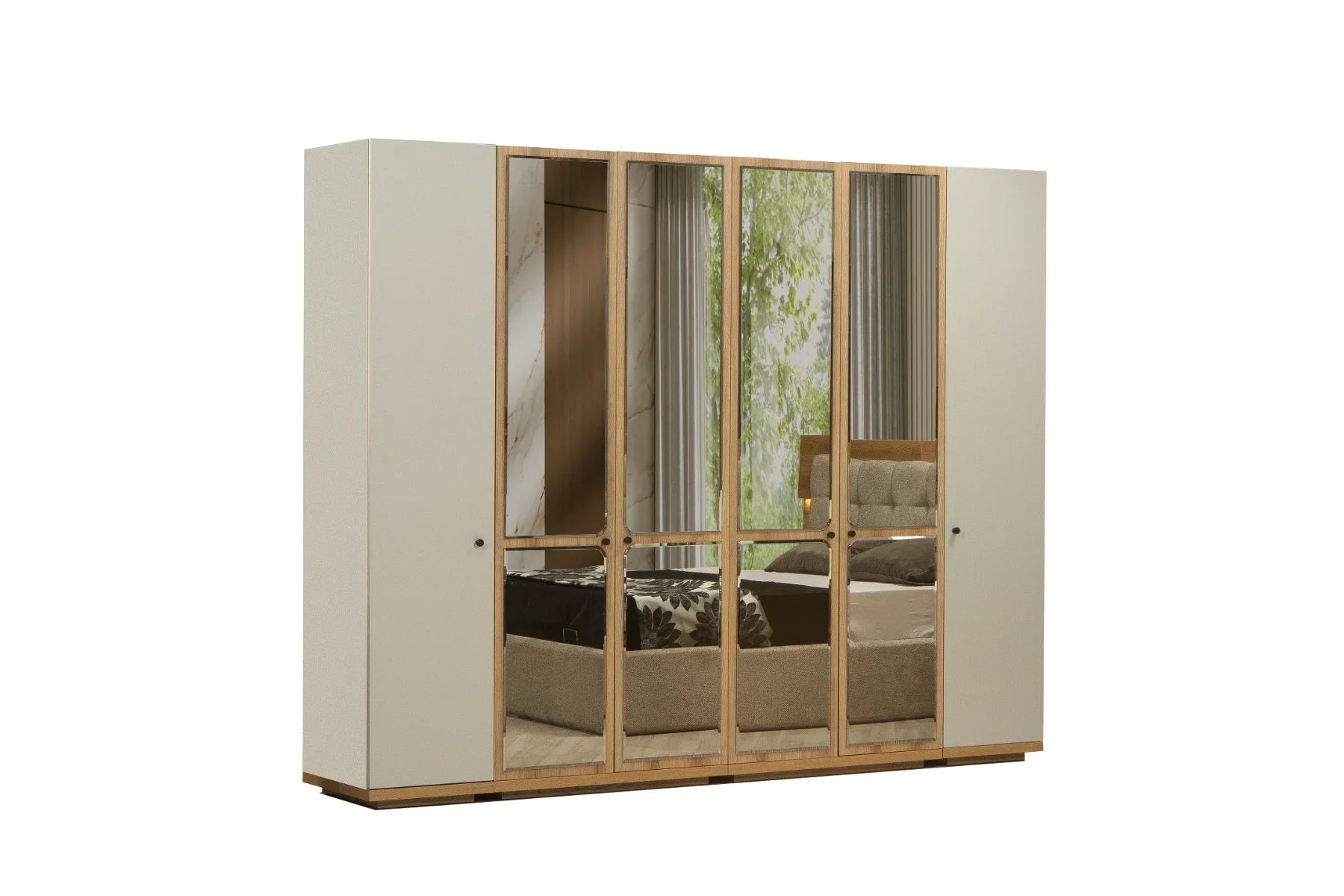 Armoire Belen 6 portes avec miroir et tiroirs