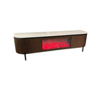 Aqua TT Brown – Meuble TV avec cheminée 200x50x55 cm – Plateau en céramique beige