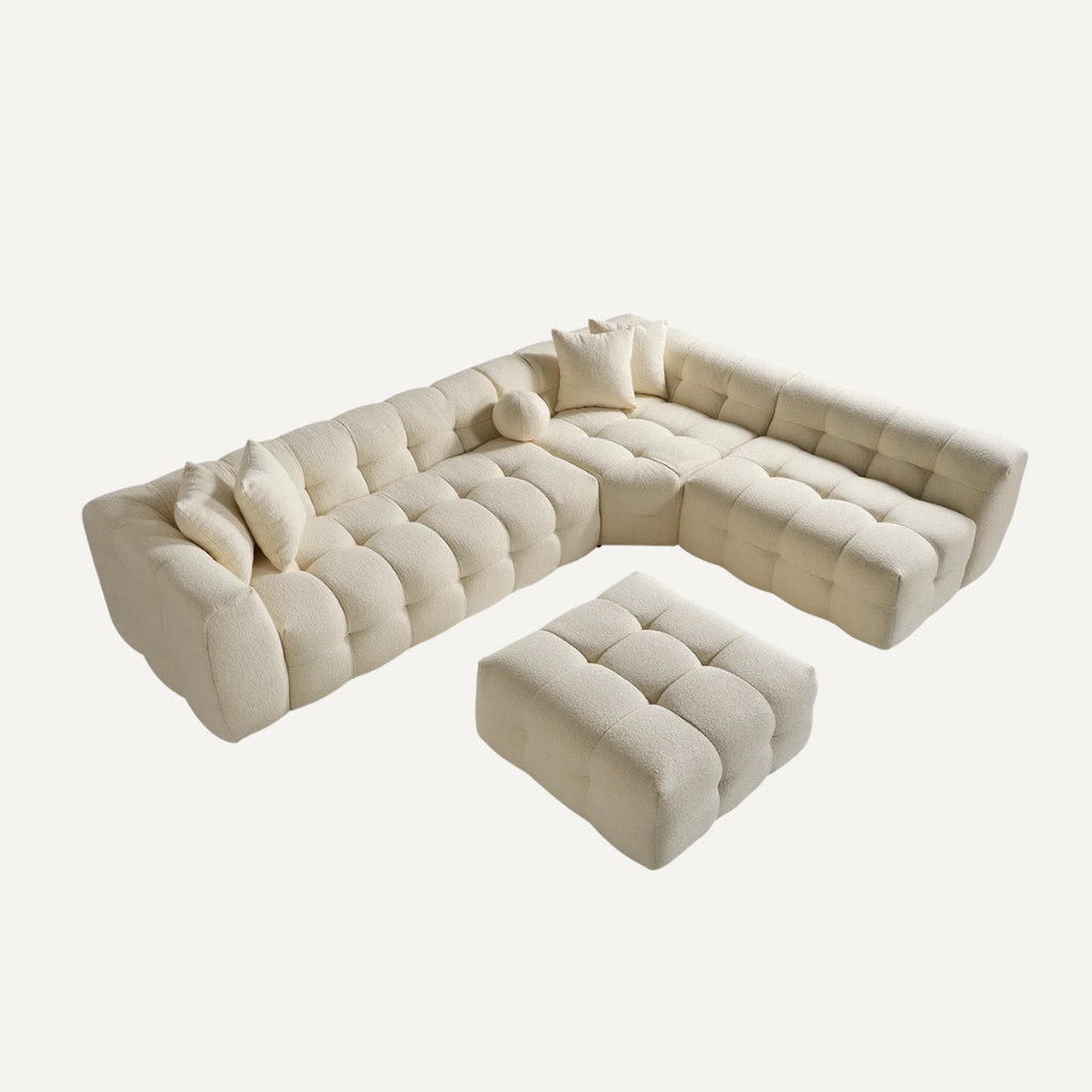 Canapé d'angle Amsterdam – 290 x 275 cm – Bouclé Luxe Crème