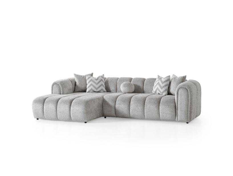 Canapé d'angle de luxe – 290 x 160 cm – Design moderne en tissu bouclé
