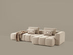 Canapé d'angle modulable Paris – 330 x 62 x 150 cm – Tissu texturé beige à motif blocs