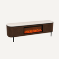Aqua TT Brown – Meuble TV avec cheminée 200x50x55 cm – Plateau en céramique beige
