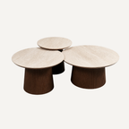 Aqua CT Brown – Ensemble de 3 Tables Basses – Plateau Céramique Beige