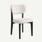 Chaise Design Rétro – Tissu Bouclé Piétement en Bois