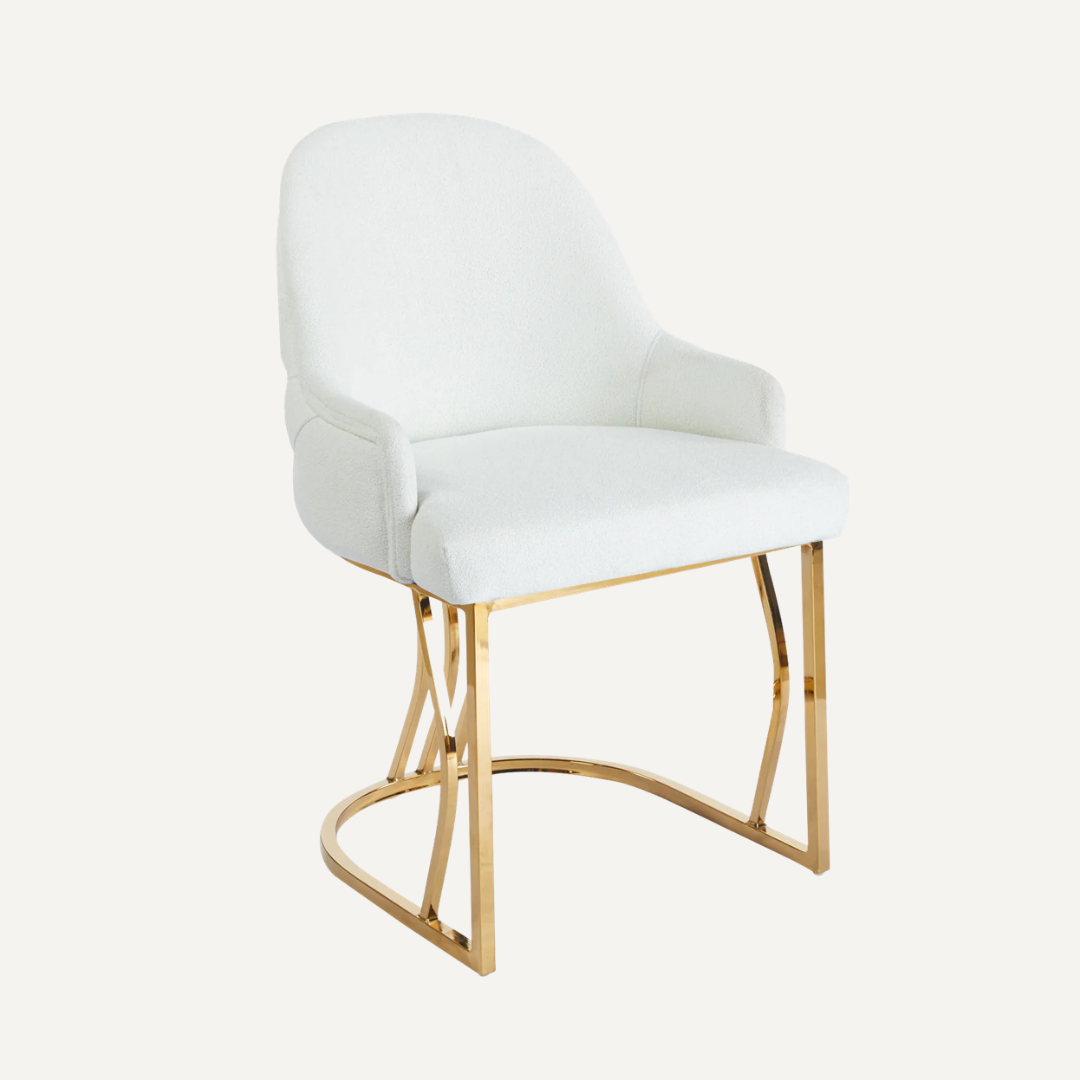 Giovanna | Chaise de salle à manger de luxe en bouclé avec base chromée ou dorée
