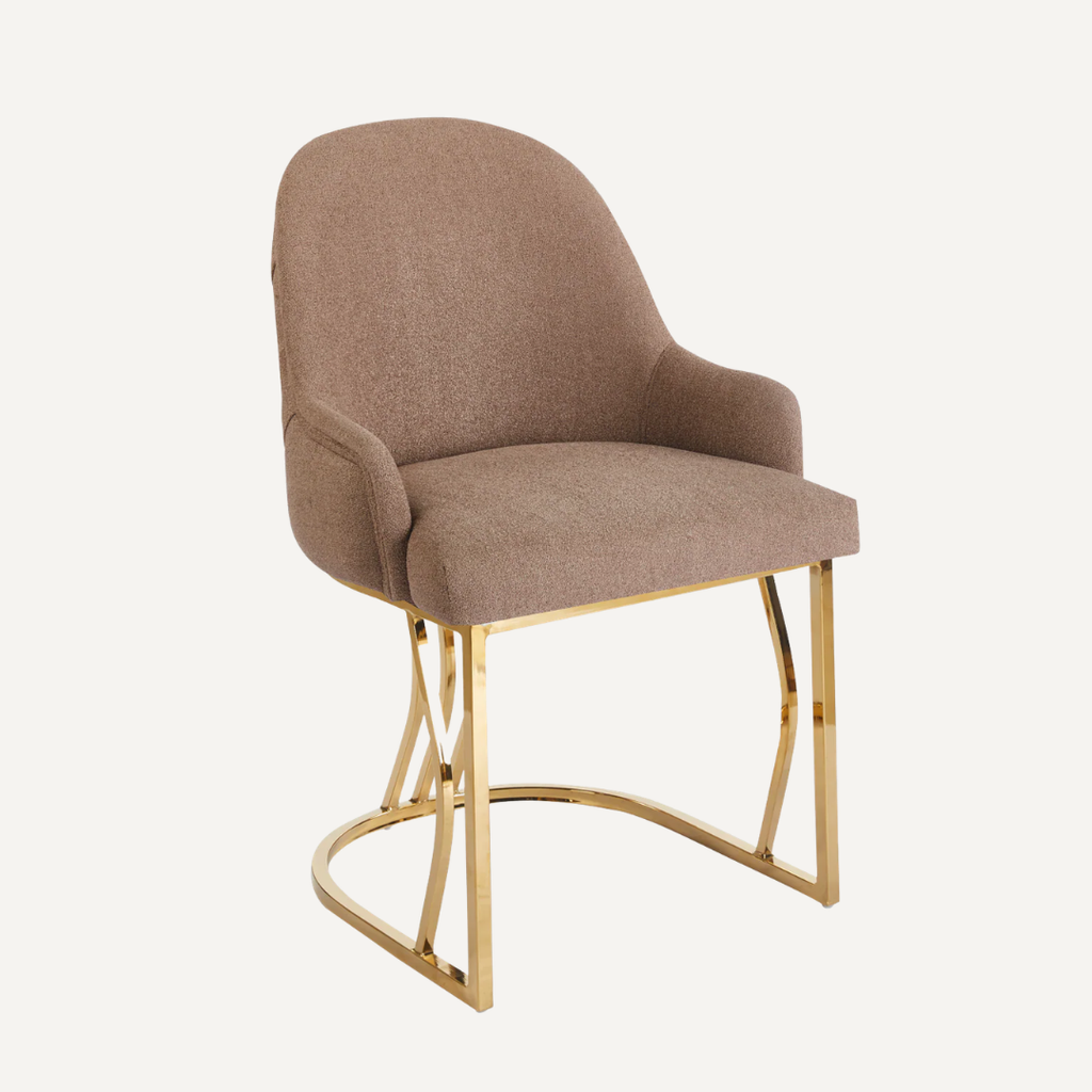 Giovanna | Chaise de salle à manger de luxe en bouclé avec base chromée ou dorée