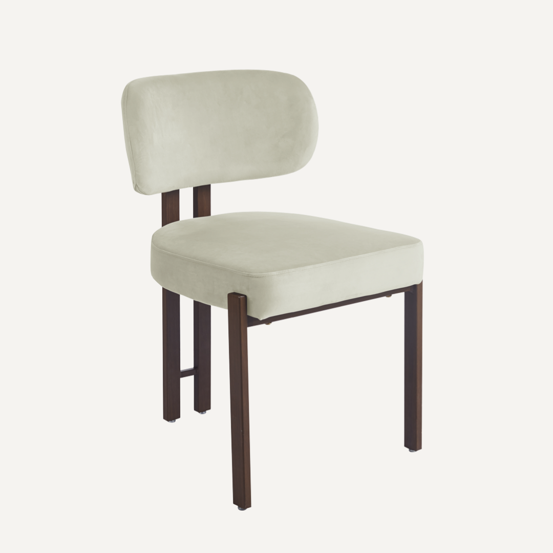 Niva - Chaise de salle à manger en velours avec piètement en bois massif